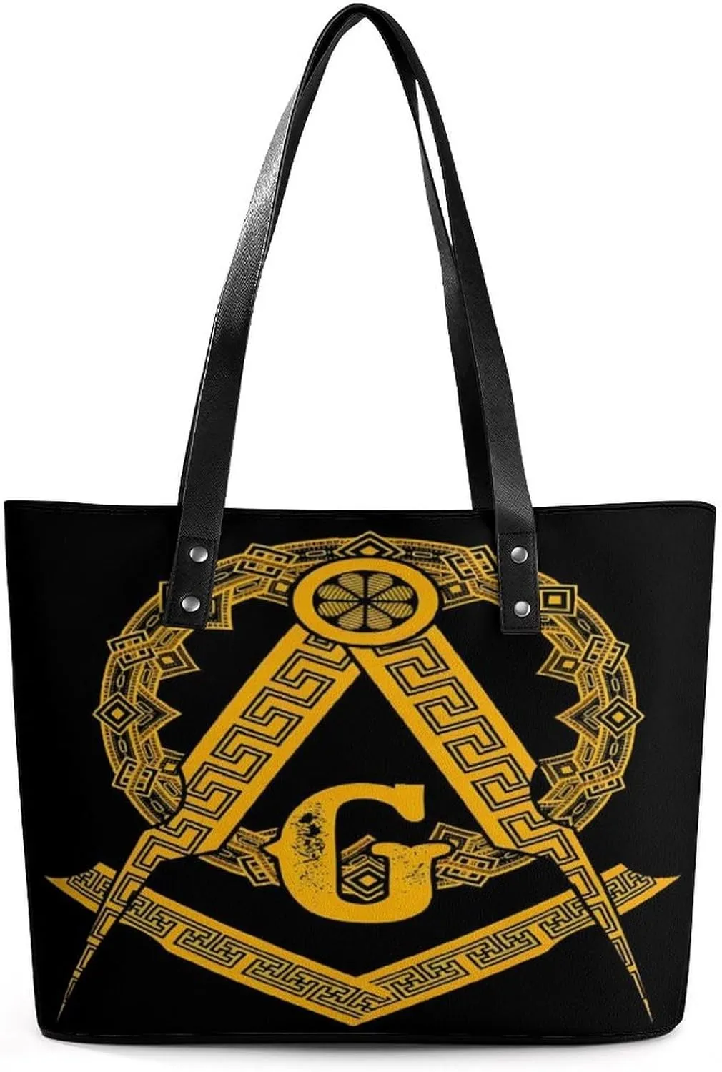 Freemasonry Masonic Lodge Symbol Women Tote Bags Top Handle Satchel Handbags Faux Leather Tassel Shoulder Purse