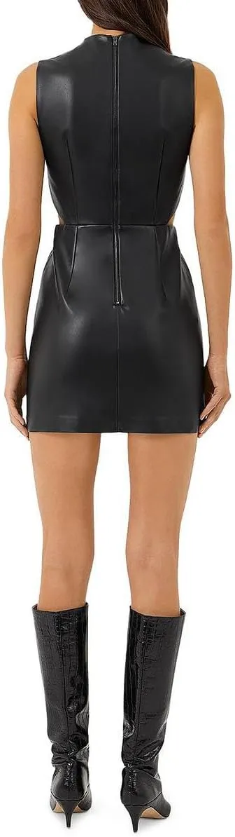 French Connection Womens Crolenda Faux Leather Short Mini Dress