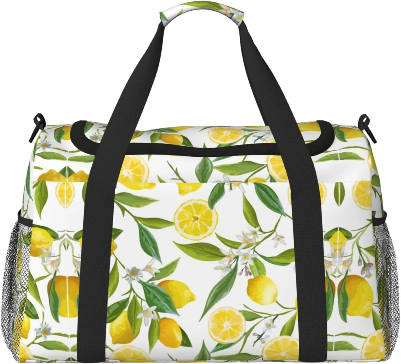 Fresh Tropical Lemons print Large Canvas Travel Duffel Bag Weekender Bags for Women Overnight Bag Carry On Tote Bag