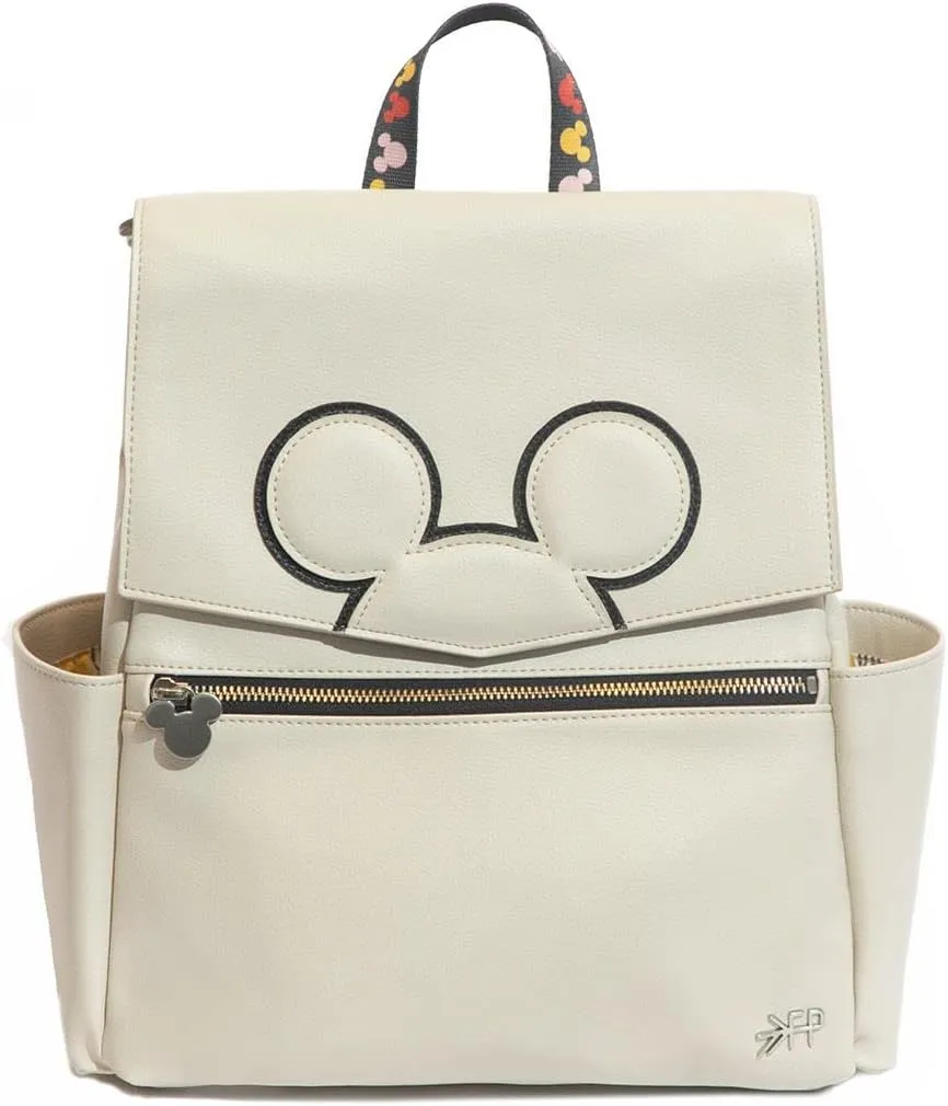 Freshly Picked Classic Mini II Diaper Bag Backpack, Wipeable Vegan Leather Disney, 8 Pockets (Mickey Mania)
