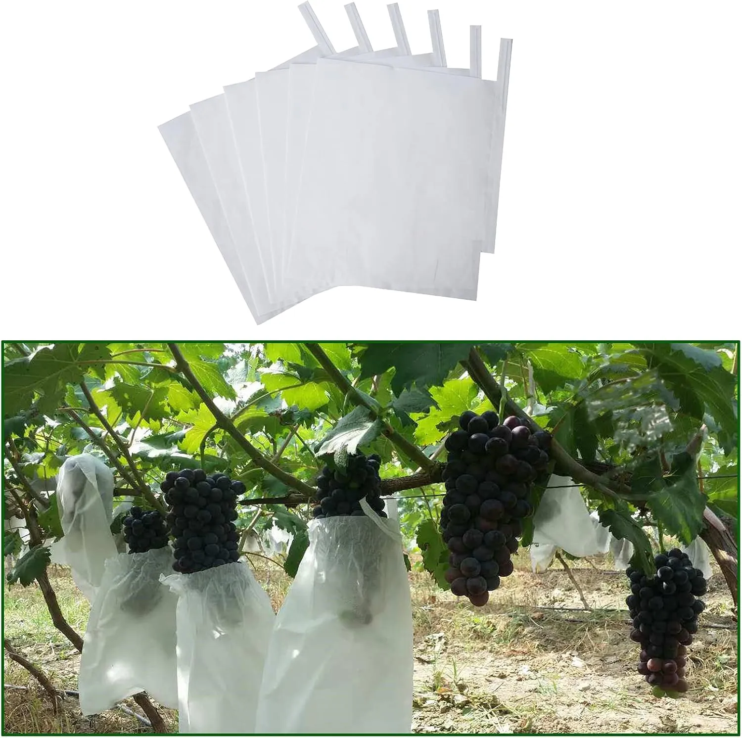 Fruit Protection Paper Bags - 50pcs White Cover Bags, 9.4x12.6in, Protect Fruit Trees, Grapefruit, Orchard, Frost