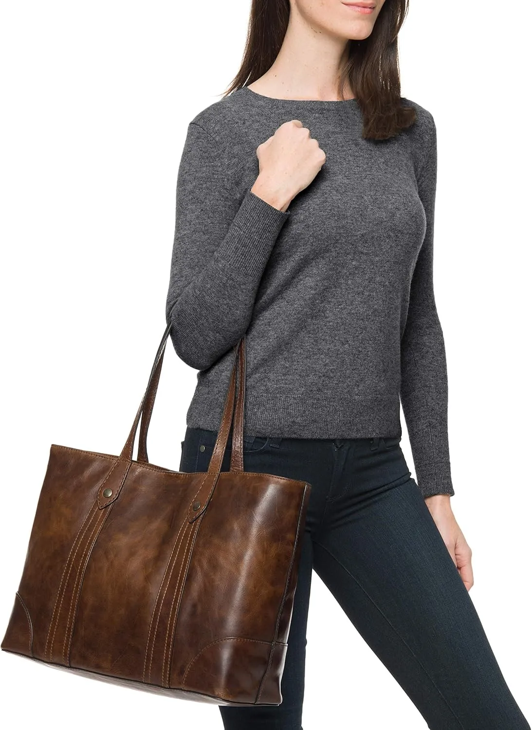 Frye Women's Melissa Shopper Tote Bag, Stylist Large Handbag with Adjustable Strap & Pockets