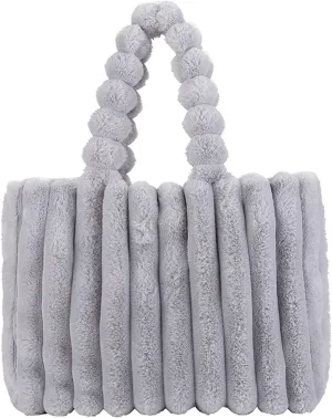 Furry Purse, Fluffy Tote Bag for Women Winter Faux Fur Bag Fuzzy Purse and Handbags