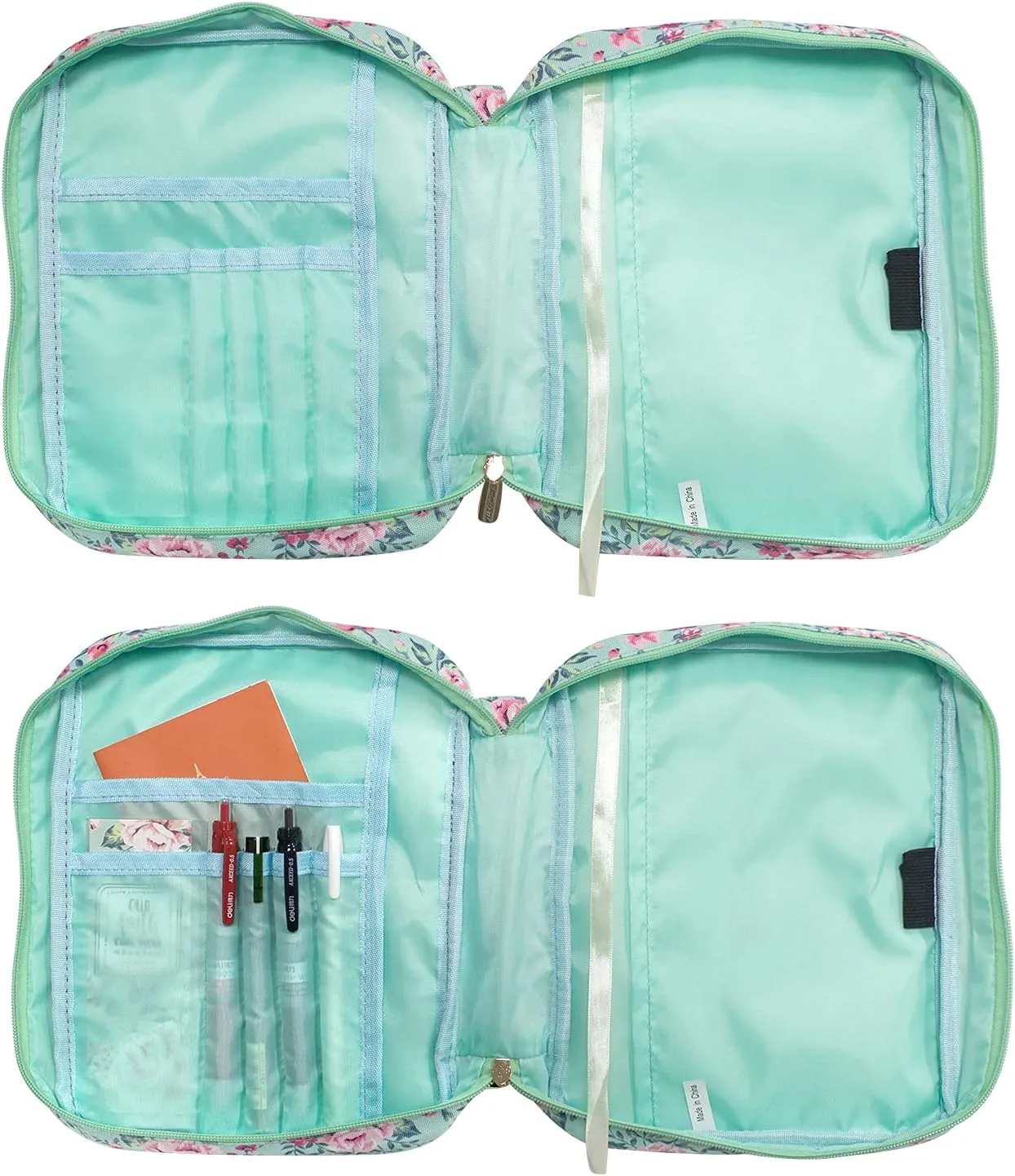 G-LEAF Bible Cover Case/Book Cover, Bible Case for Women Girls, Bible Cover Bags Floral Pattern With Handle Fits for Standard Size Bible, 9.5x6.7x2.5 In