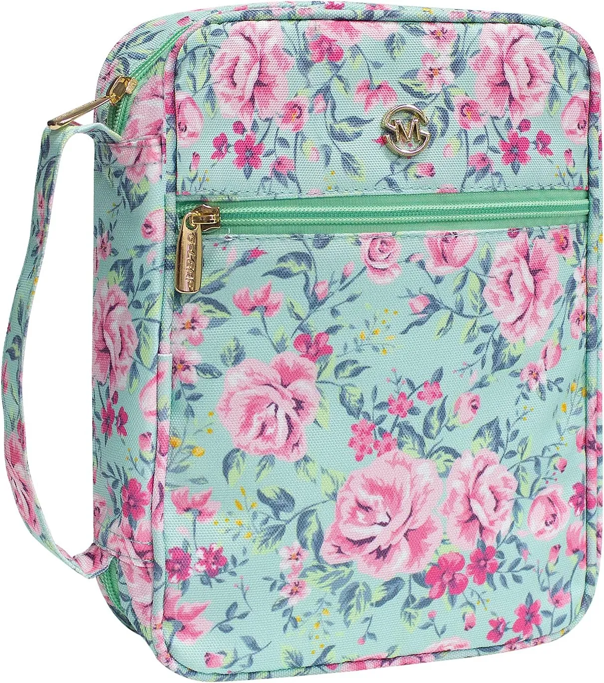 G-LEAF Bible Cover Case/Book Cover, Bible Case for Women Girls, Bible Cover Bags Floral Pattern With Handle Fits for Standard Size Bible, 9.5x6.7x2.5 In
