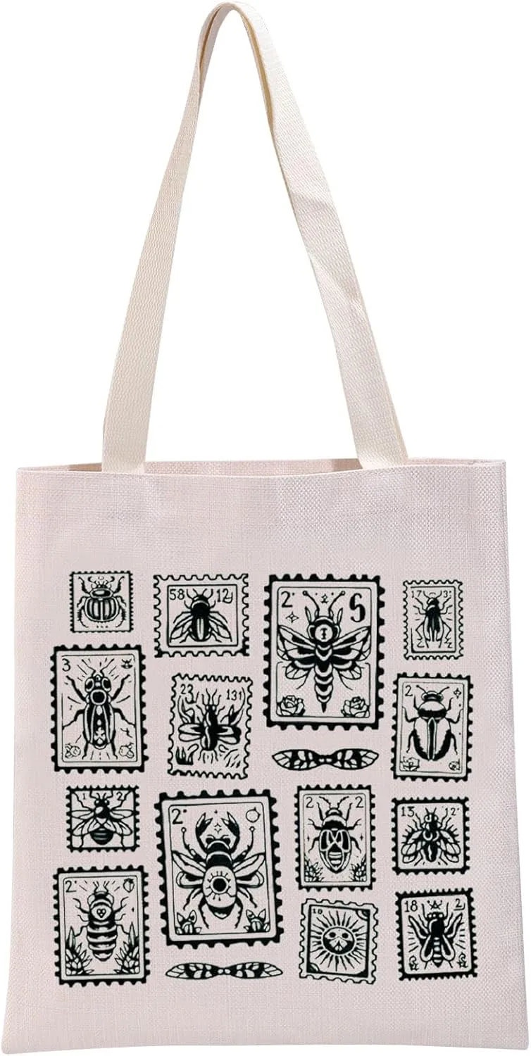 G2TUP Funny Bug Lover Gift Bug Stamp Tote Bag Insect Lovers Handbag Bug Collector Tote Entomology Gift