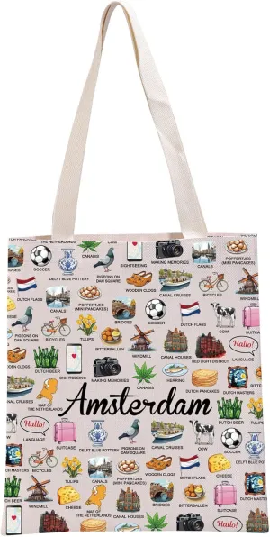 G2TUP Netherlands Lover Gift Netherlands Travel Tote Bag Dutch Culture Handbag Holland Tourism Gift Dutch Lover Gift