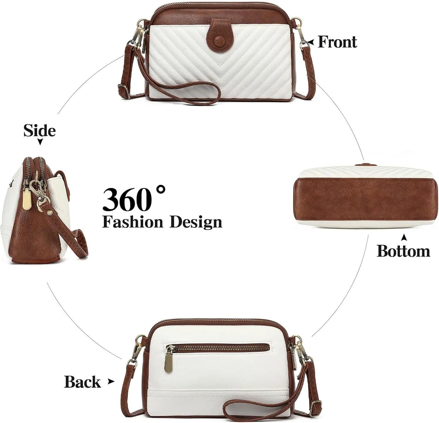 GAEKEAO Crossbody Bags for Women Small Genuine Leather Shoulder Purse Cross Body Bag with Wristlet Top Zipper