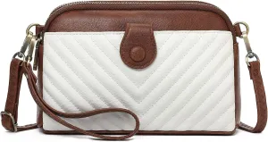 GAEKEAO Crossbody Bags for Women Small Genuine Leather Shoulder Purse Cross Body Bag with Wristlet Top Zipper