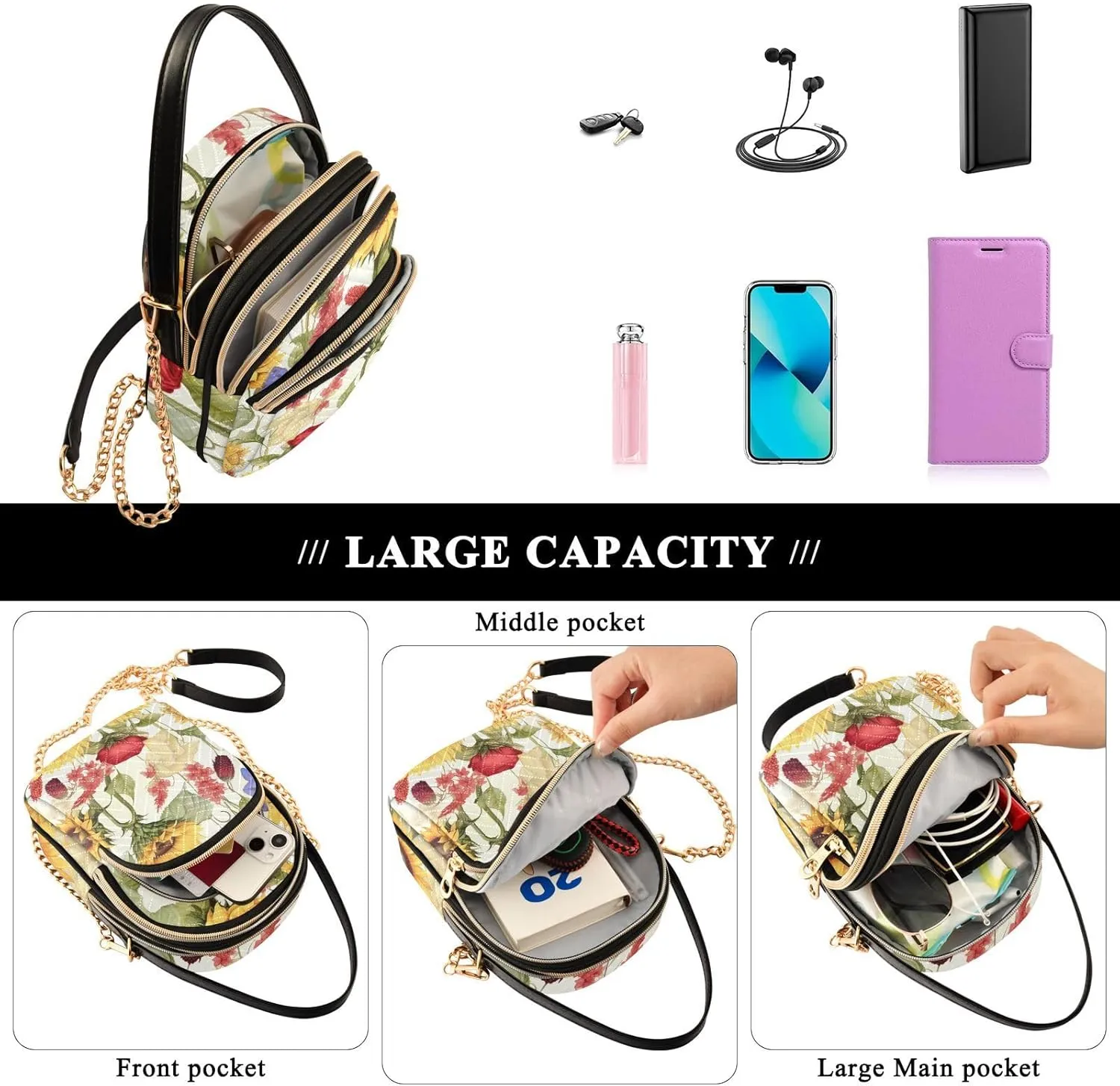 GAIGEO Watercolor Cactus and Plants Women Crossbody Bag, Casual Crossbody Purse, Small Shoulder Bag for Women