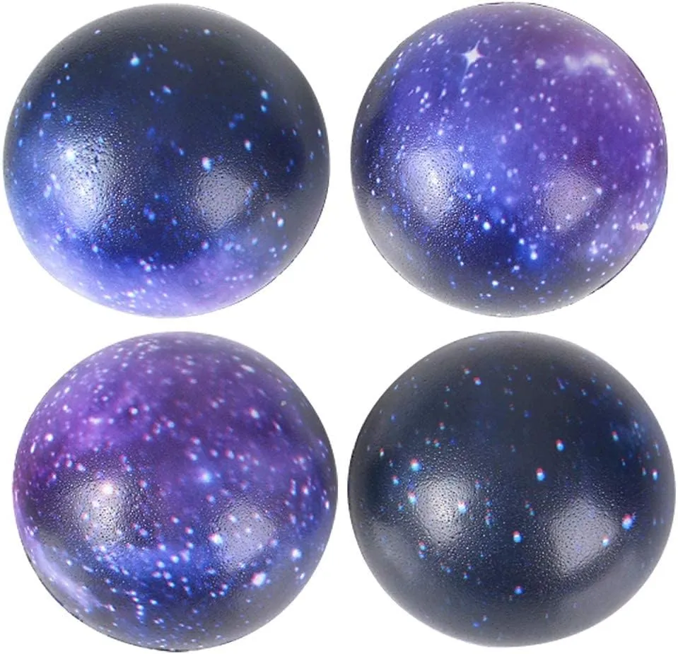 Galaxy Stress Balls for Kids - Pack of 50 Bulk - Squeeze Anxiety Fidget Sensory Balls for Children with Outer Space Theme, Great Toys for Party Favors and Birthday Party Supplies