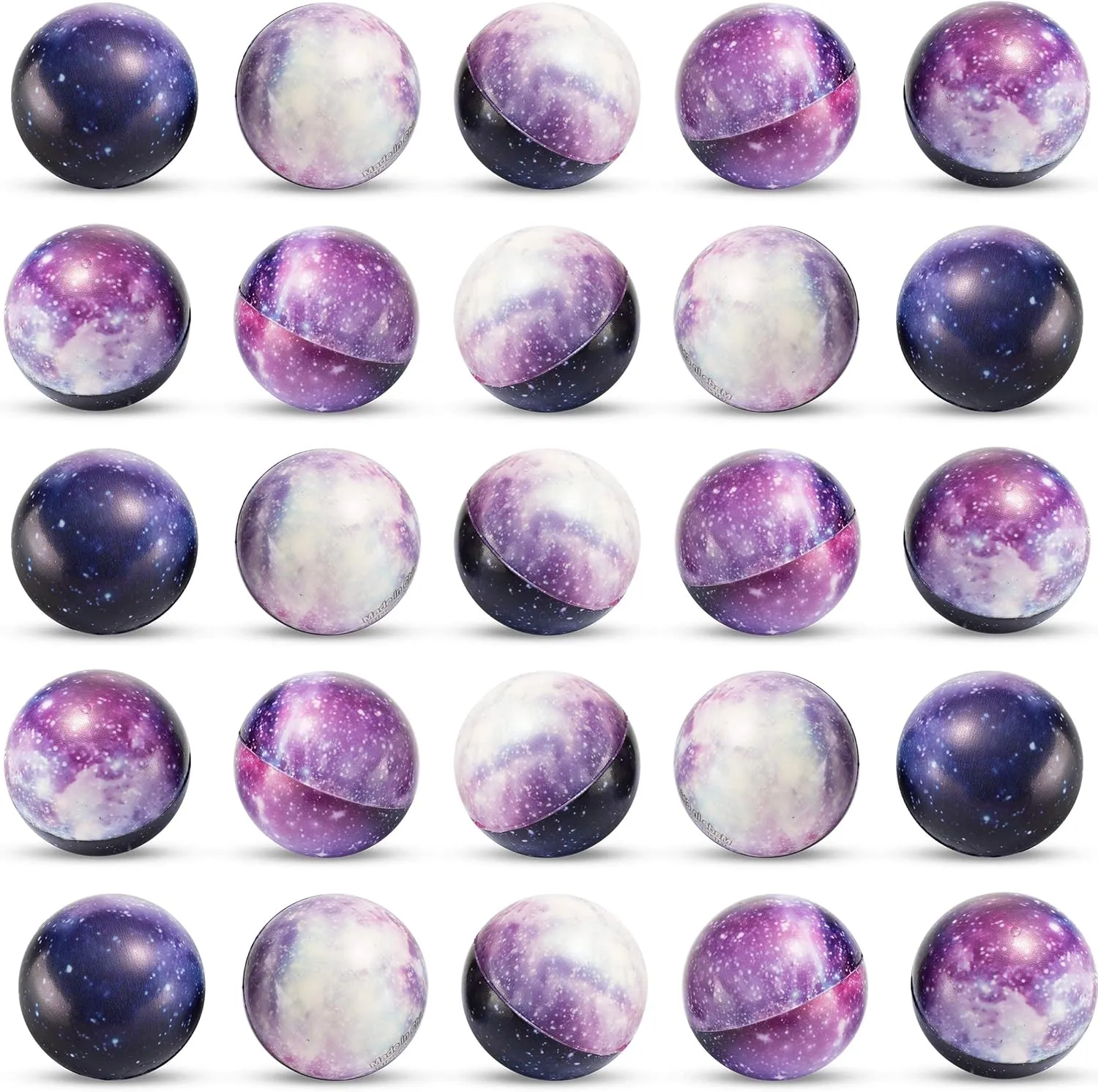 Galaxy Stress Balls for Kids - Pack of 50 Bulk - Squeeze Anxiety Fidget Sensory Balls for Children with Outer Space Theme, Great Toys for Party Favors and Birthday Party Supplies