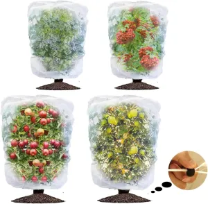 Garden Plant Mesh Netting Blueberry Bushes Protection Netting Covers Bags, Tomato Vegetables Fruit Trees Protective Cover Bags Plant from Insect Bird Eating 4 Pack 2 Size