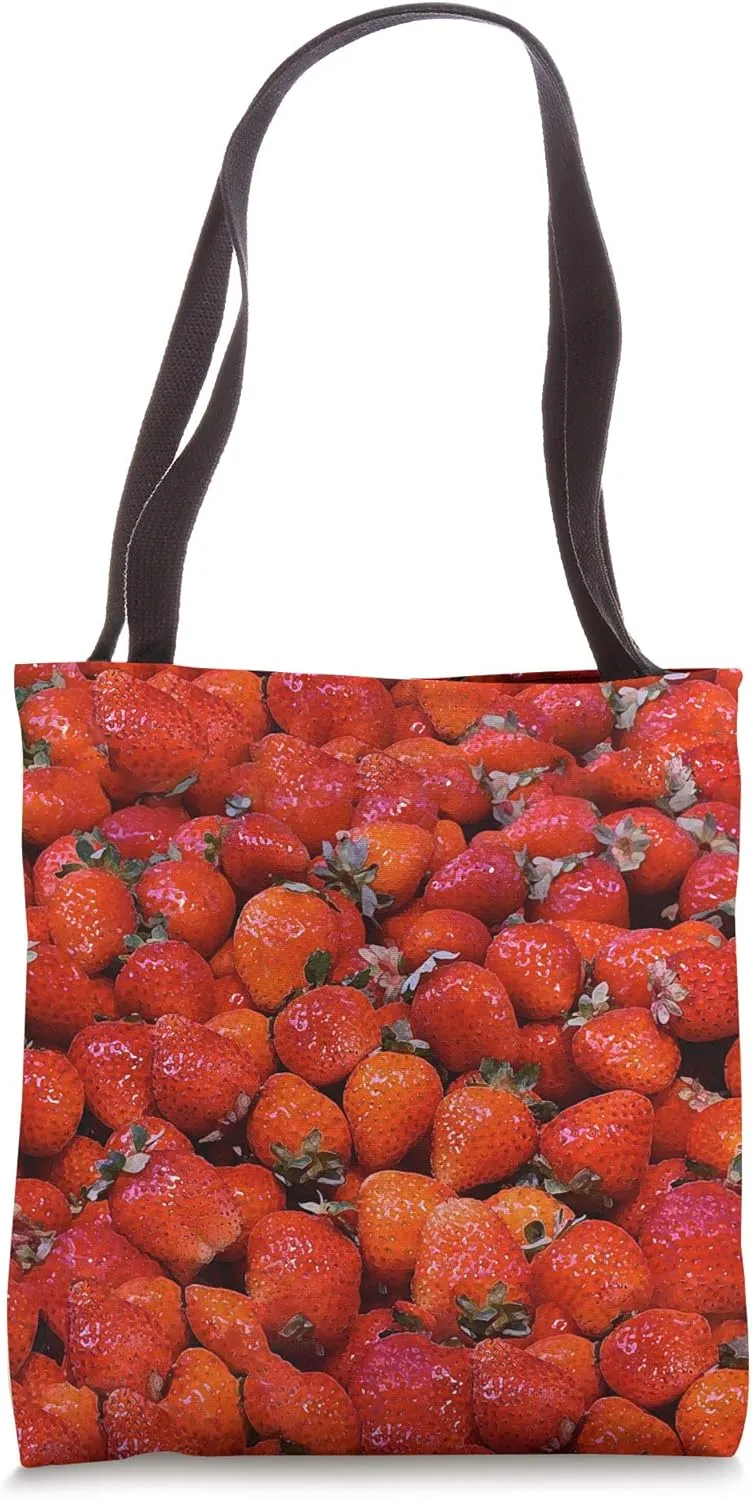 Garden Strawberries Pink Cool Shrub Fruit Berry Lover Gift Tote Bag