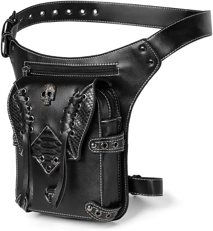 Gear Duke Victorian Retro Shoulder Waist Bags Steampunk Gothic PU Leather Fanny Bag for Steampunk Cosplay (Style_21, One size)