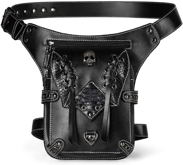 Gear Duke Victorian Retro Shoulder Waist Bags Steampunk Gothic PU Leather Fanny Bag for Steampunk Cosplay (Style_21, One size)