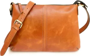 Genuine Hand Crafted Soft Grain Leather Women Crossbody Handbags Purses Sling Crossover Shoulder Bag
