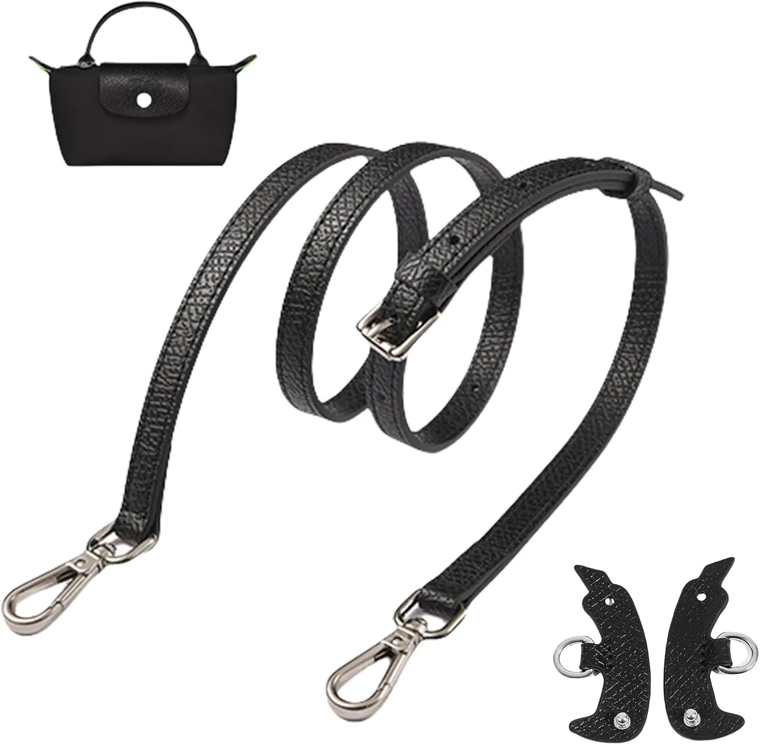 Genuine Leather Bag Shoulder Strap Compatible with Longchamp Mini Pouch, Purse Straps Crossbody Adjustable Replacement Conversion Kit Fit for Women