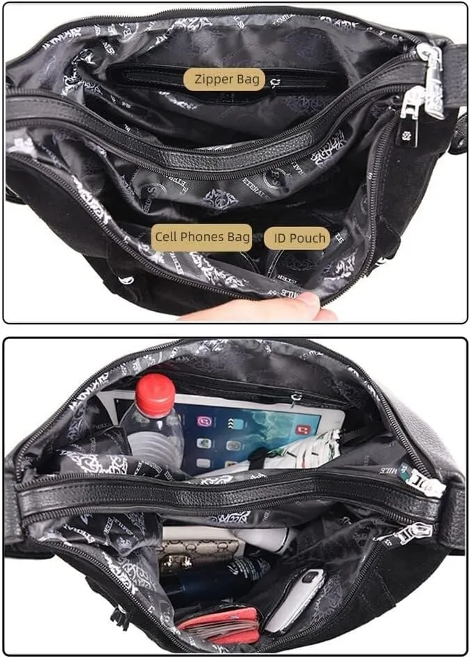 Genuine Leather Hobo Handbag Work Travel Top Handle with Tassel Women’s Tote Roomy Shoulder Purse