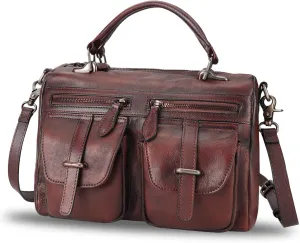 Genuine Leather Purse and Handbag for Women Vintage Handmade Leather Top Handle Satchel Purses Shoulder Bag Strap