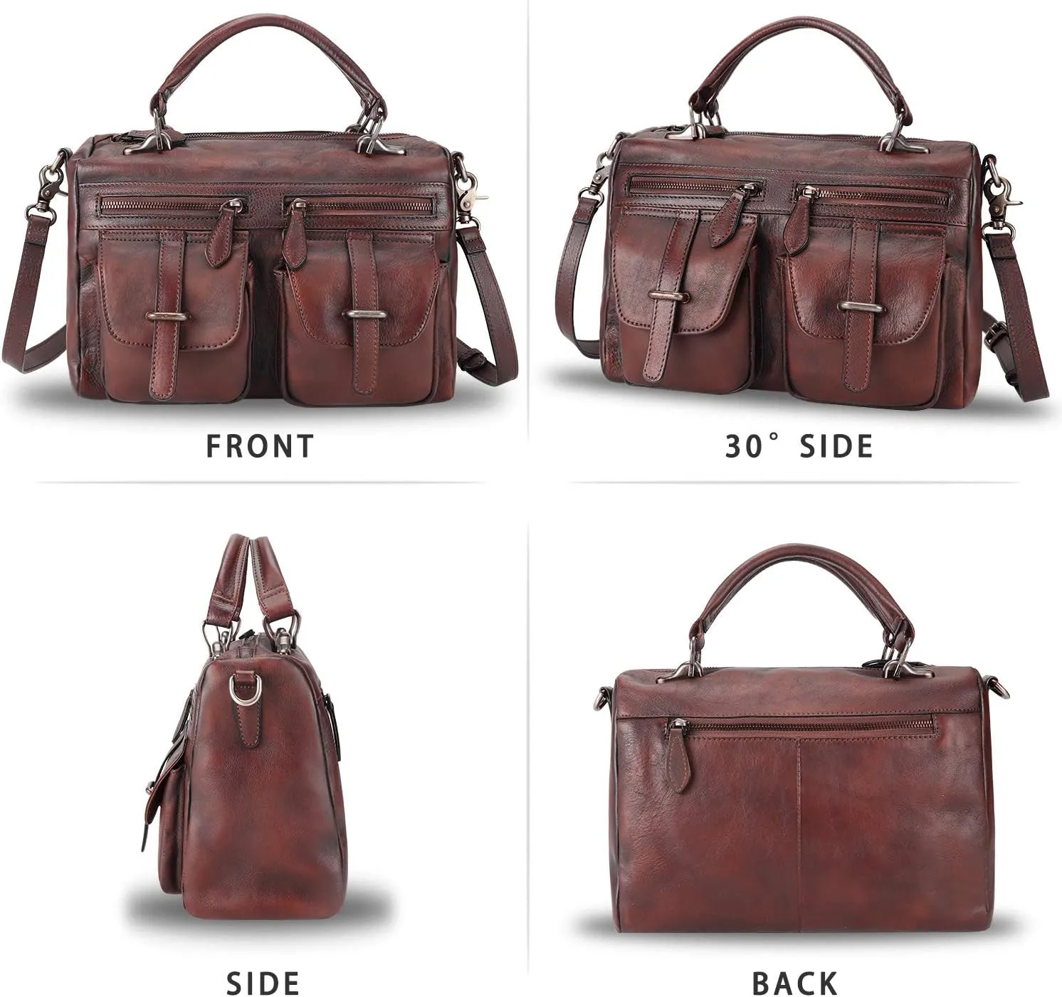 Genuine Leather Purse and Handbag for Women Vintage Handmade Leather Top Handle Satchel Purses Shoulder Bag Strap