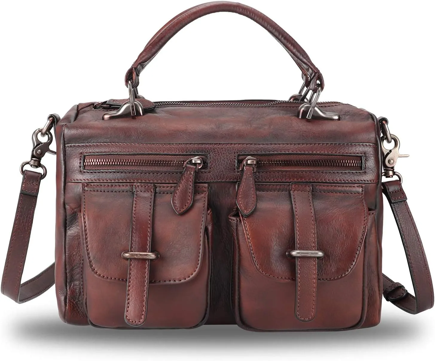 Genuine Leather Purse and Handbag for Women Vintage Handmade Leather Top Handle Satchel Purses Shoulder Bag Strap