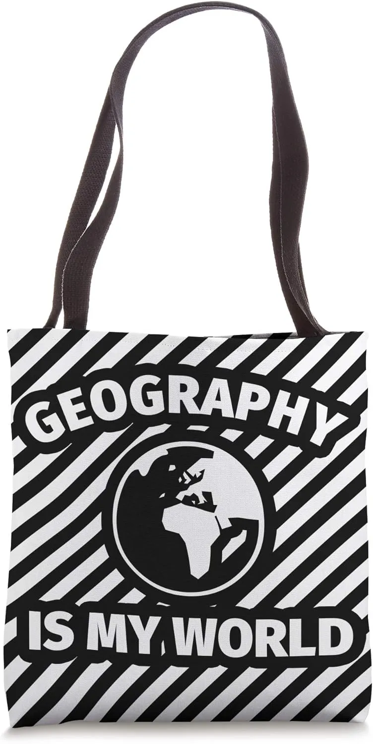 Geography Gift - Geography is My World striped / with black Tote Bag