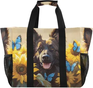 German Shepherd Dog Cute Large Tote Bags for Women Canvas Tote Purse Reusable Grocery Bags Top Handle Handbags for Travel, Work