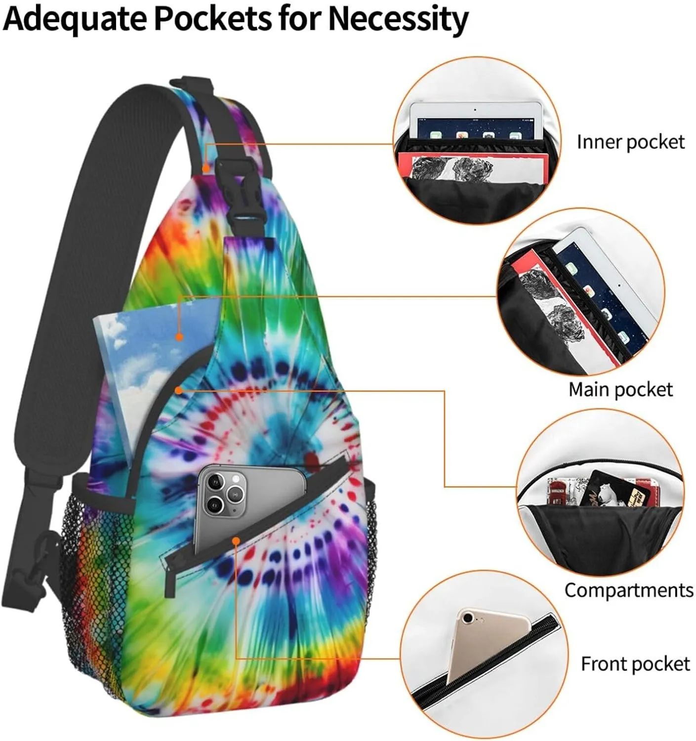 GeRRiT Tropical Summer Hawaiian Flower Palm Leaves Print Backpack Sling Bag For Women Men, Chest Bag Daypack Crossbody
