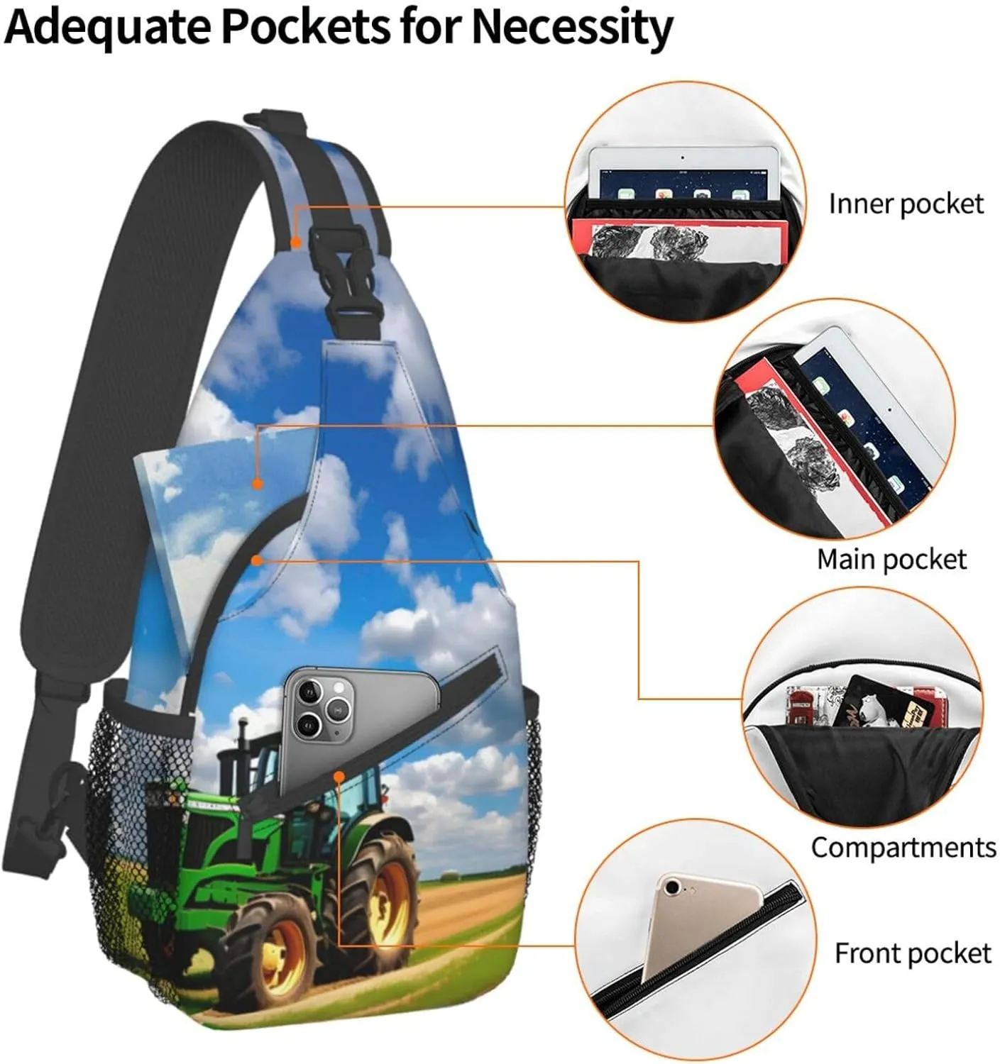 GeRRiT Tropical Summer Hawaiian Flower Palm Leaves Print Backpack Sling Bag For Women Men, Chest Bag Daypack Crossbody