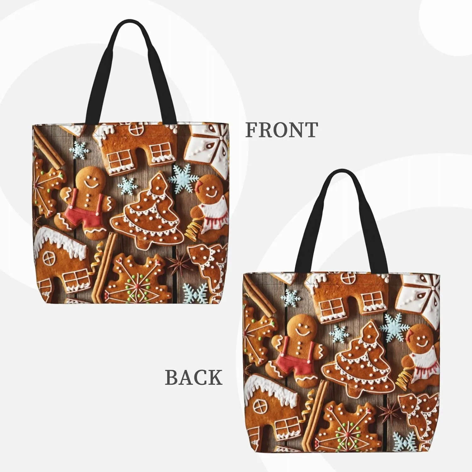 Gingerbread Cookies Print Fashion Tote Bag,Travel Handbag For Women, Hobo Bags, Work Shoulder Bags Crossbody Bag