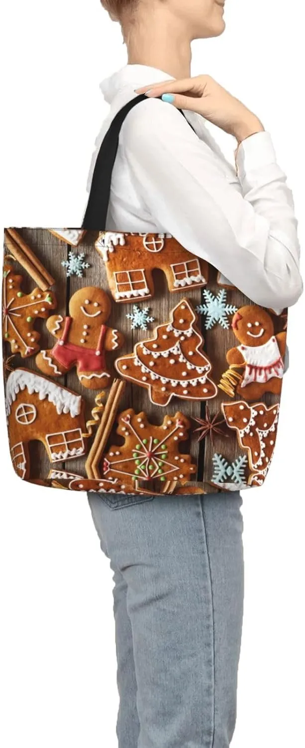 Gingerbread Cookies Print Fashion Tote Bag,Travel Handbag For Women, Hobo Bags, Work Shoulder Bags Crossbody Bag