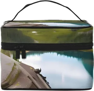 Glacier National Park Print Portable Travel Makeup Case Versatile Zipper for Makeup Bag Large Capacity Polyeste