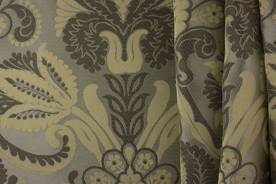 Gleaming Antique Gold Swirls Silk Twill Brocade