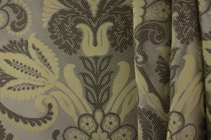 Gleaming Antique Gold Swirls Silk Twill Brocade