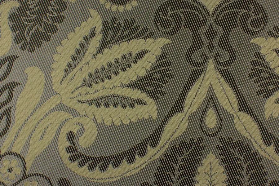 Gleaming Antique Gold Swirls Silk Twill Brocade