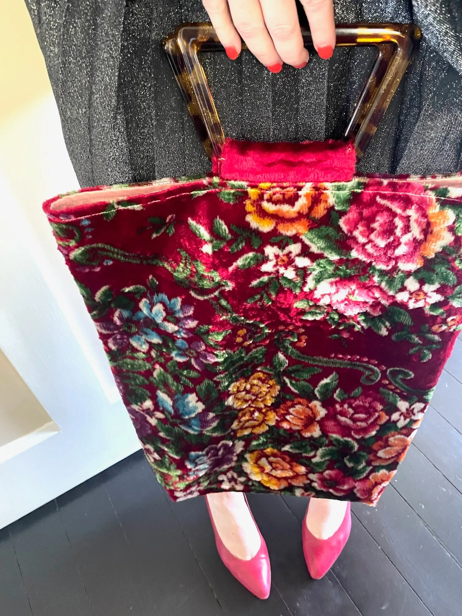 Glory luxe tote: Floral   tortoise shell