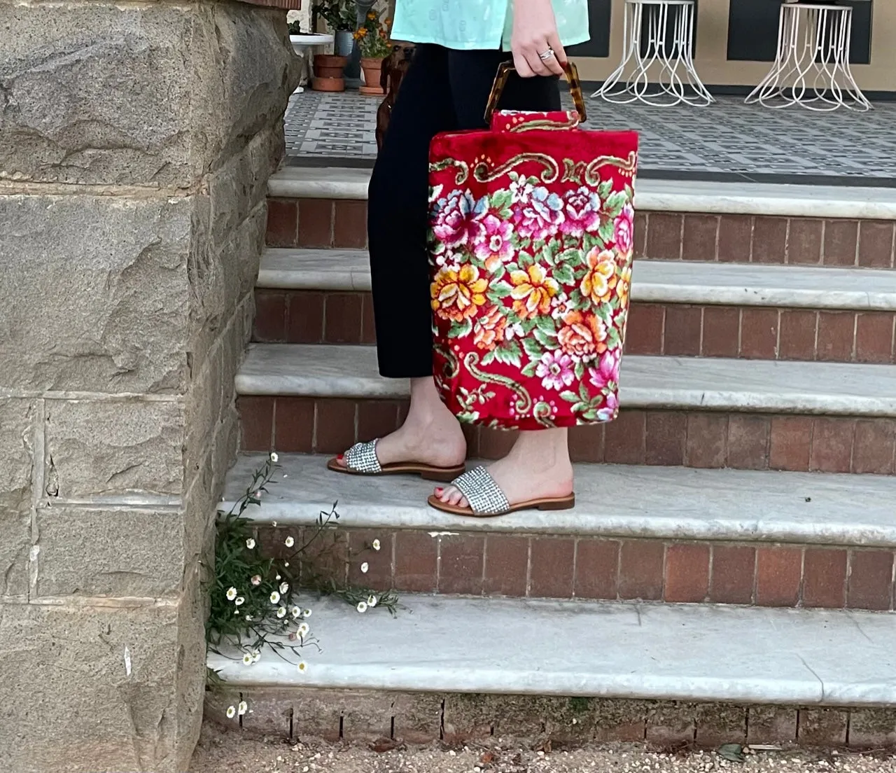 Glory luxe tote: Flowers   tortoise shell