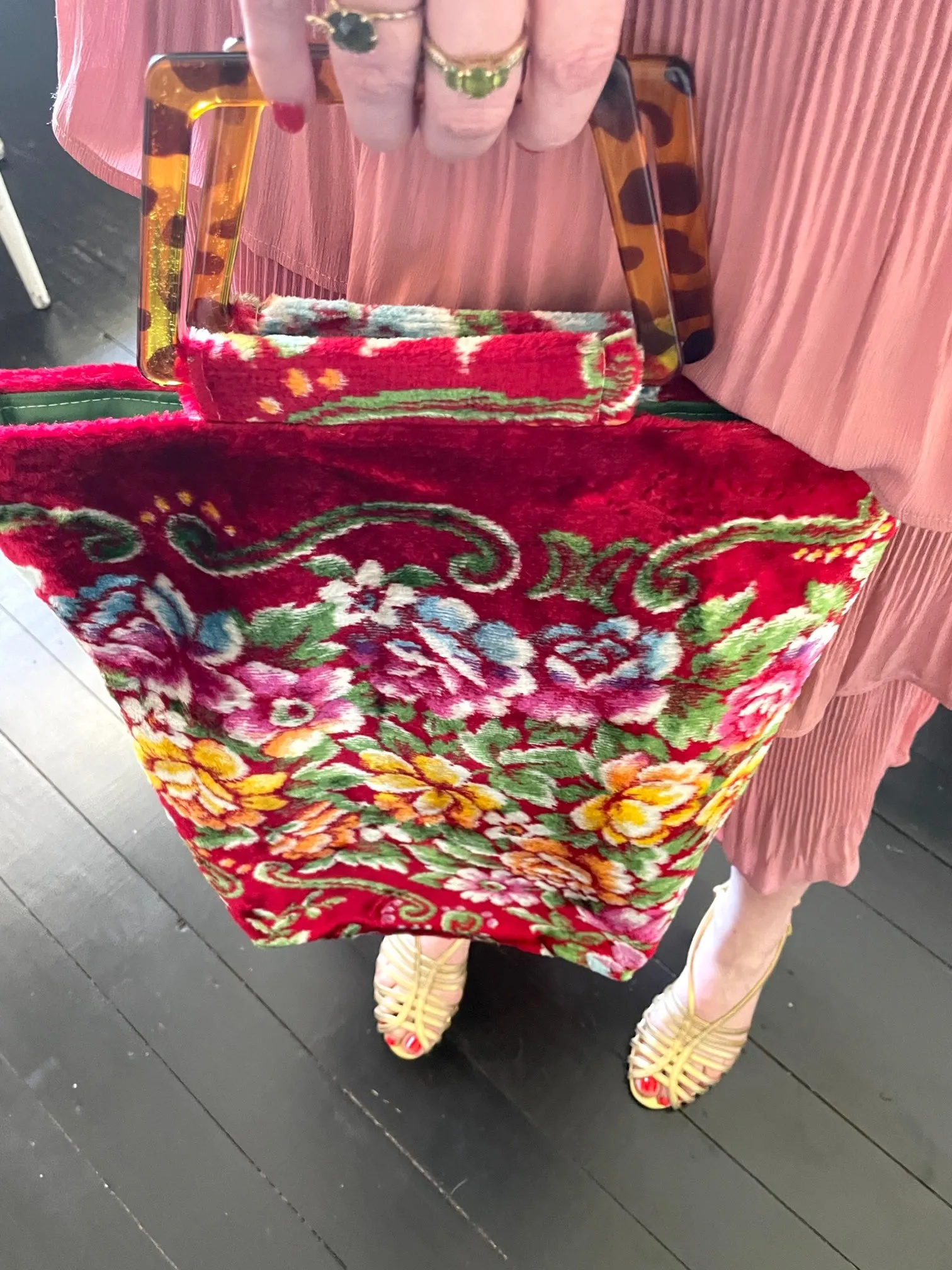 Glory luxe tote: Flowers   tortoise shell