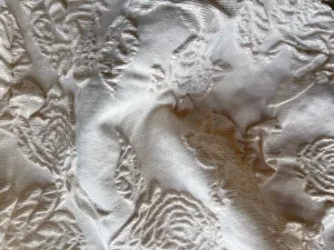 Gold Dusted Rose Blooms Stretch Polyester Blend Brocade