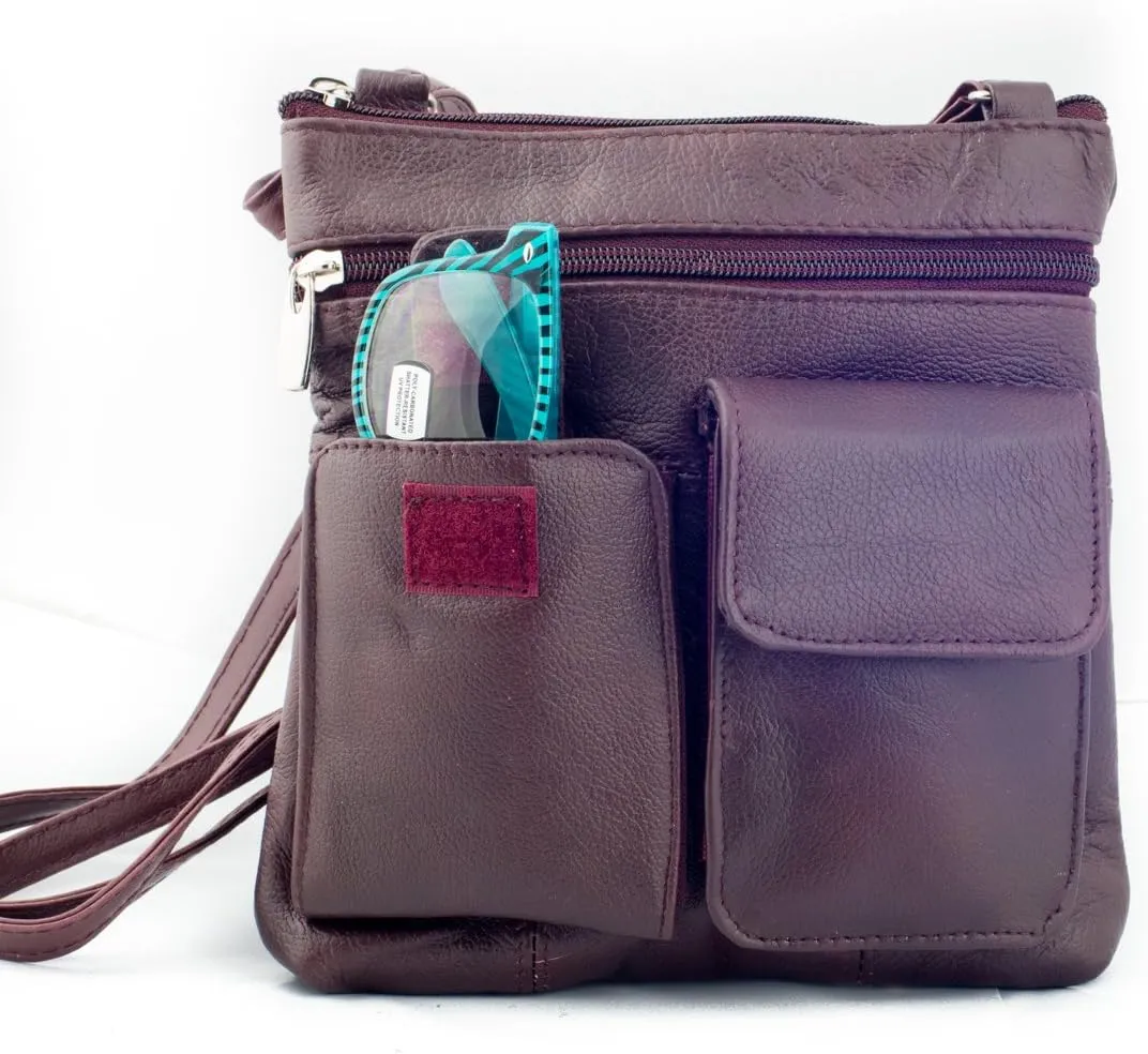 Goson Leather Crossbody Mini Purse Organizer Travel Bag - Hand Crafted Cowhide Leather Purse