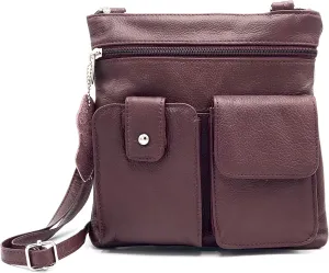 Goson Leather Crossbody Mini Purse Organizer Travel Bag - Hand Crafted Cowhide Leather Purse