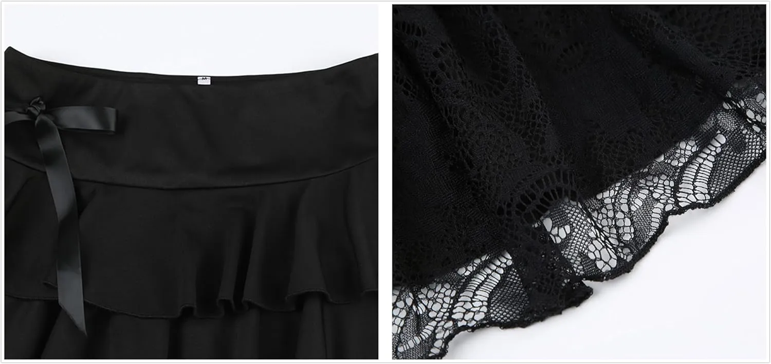 Goth Skirts for Women Punk Grunge Rave Emo Y2k Vintage Halloween