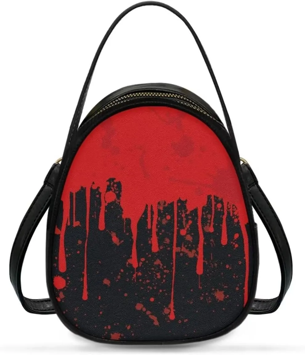 Gothic Small Crossbody Bags for Women, Mini PU Leather Cell Phone Purse Zip Shoulder Handbags Adjustable Straps