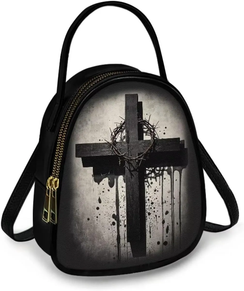 Gothic Small Crossbody Bags for Women, Mini PU Leather Cell Phone Purse Zip Shoulder Handbags Adjustable Straps