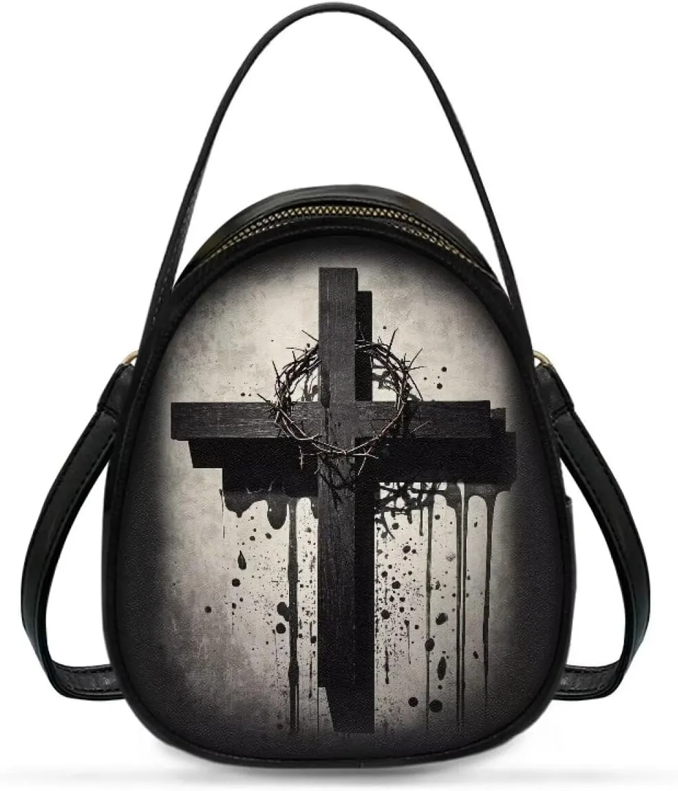 Gothic Small Crossbody Bags for Women, Mini PU Leather Cell Phone Purse Zip Shoulder Handbags Adjustable Straps