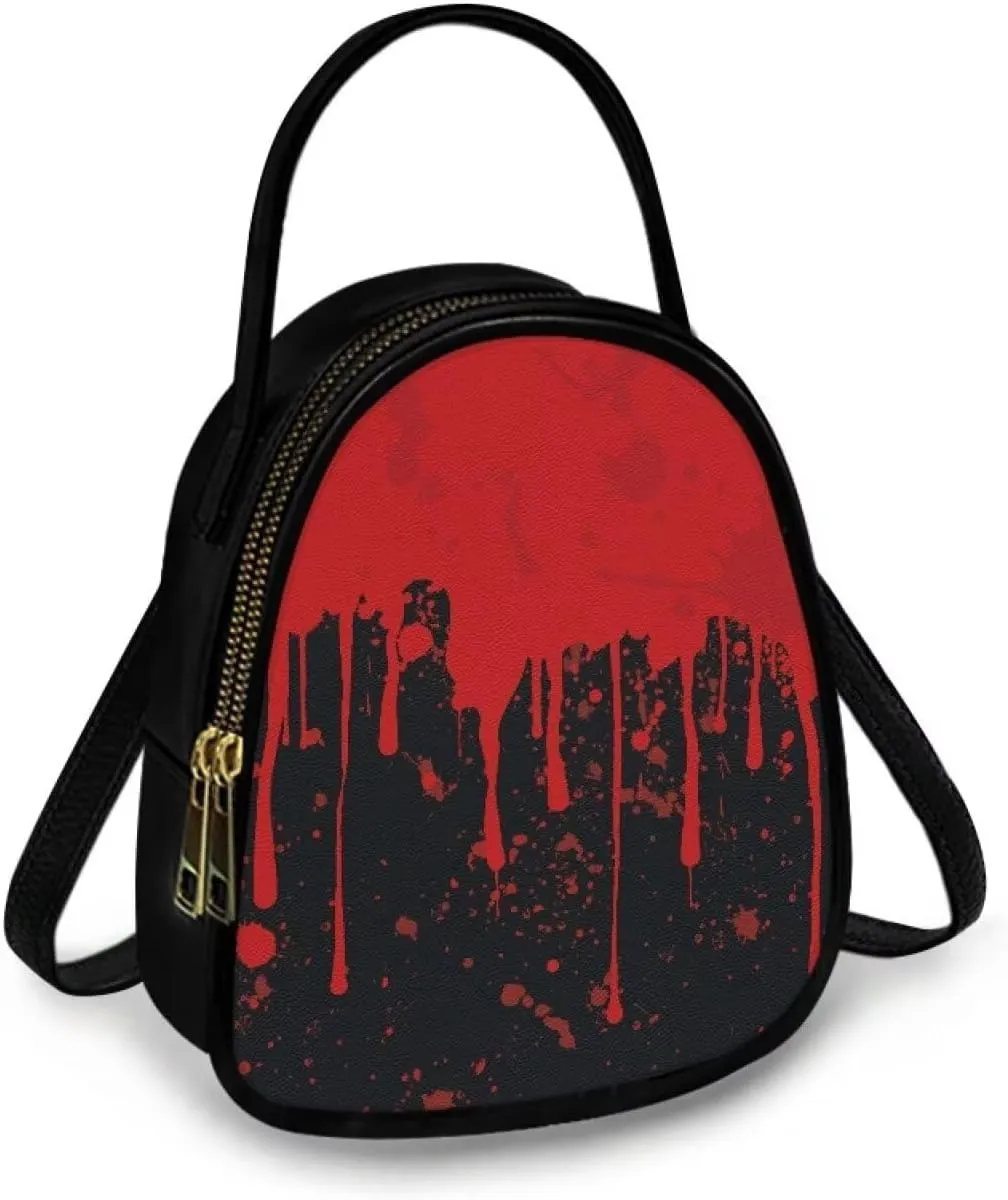 Gothic Small Crossbody Bags for Women, Mini PU Leather Cell Phone Purse Zip Shoulder Handbags Adjustable Straps
