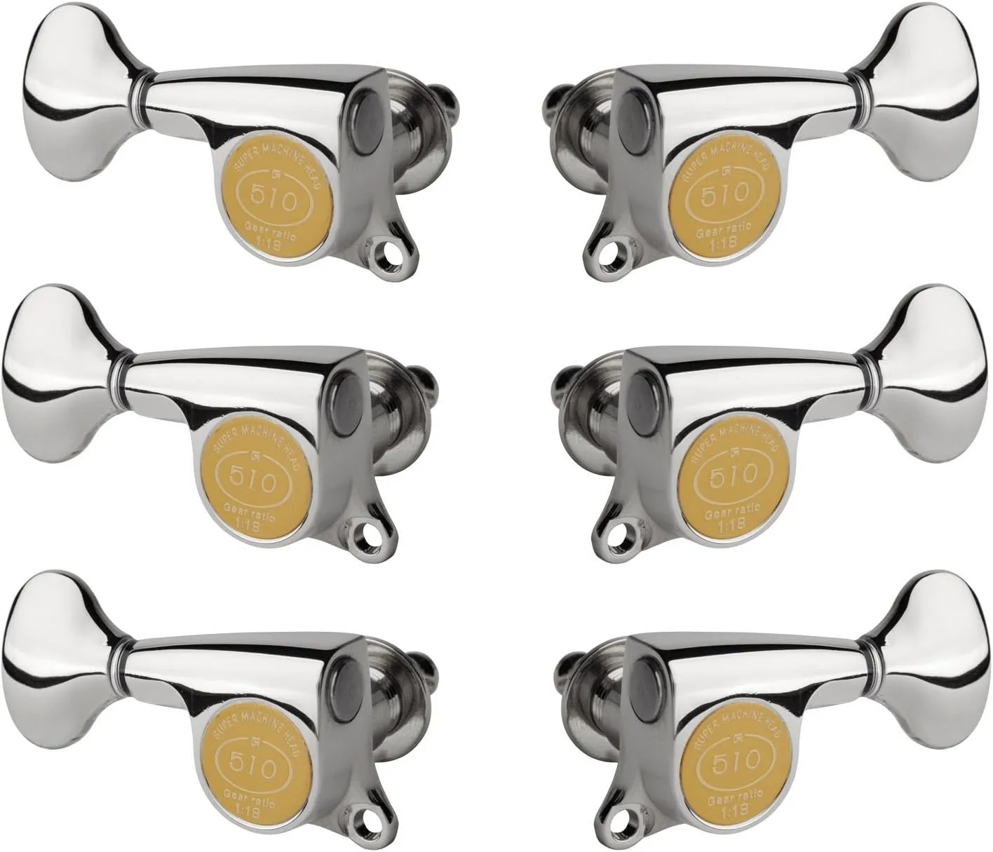 Gotoh Mini 510 3 3 Guitar Tuners with Metal Knobs, Chrome