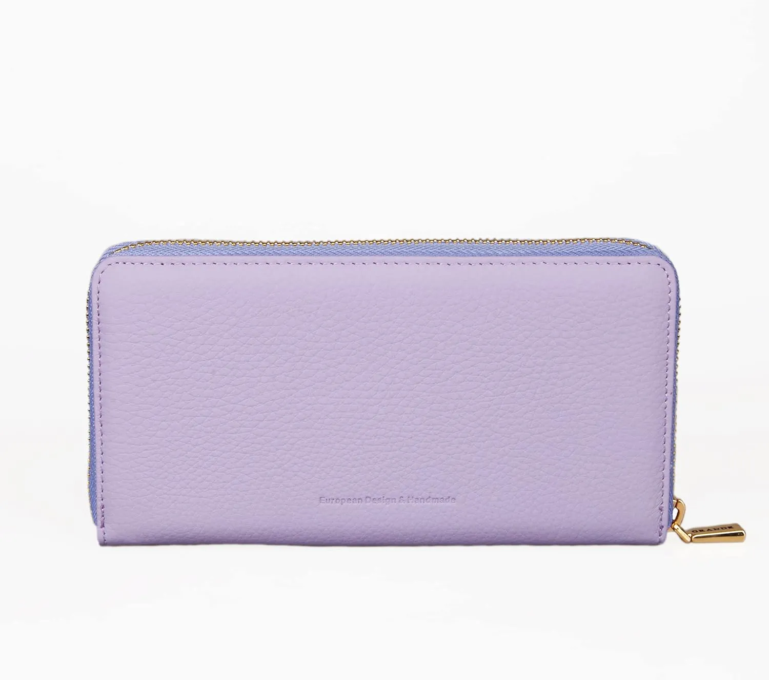 grande 2700 Genuine Leather Zip Around Continental Women Wallet Ladies Zippered Mini Purse - Lilac