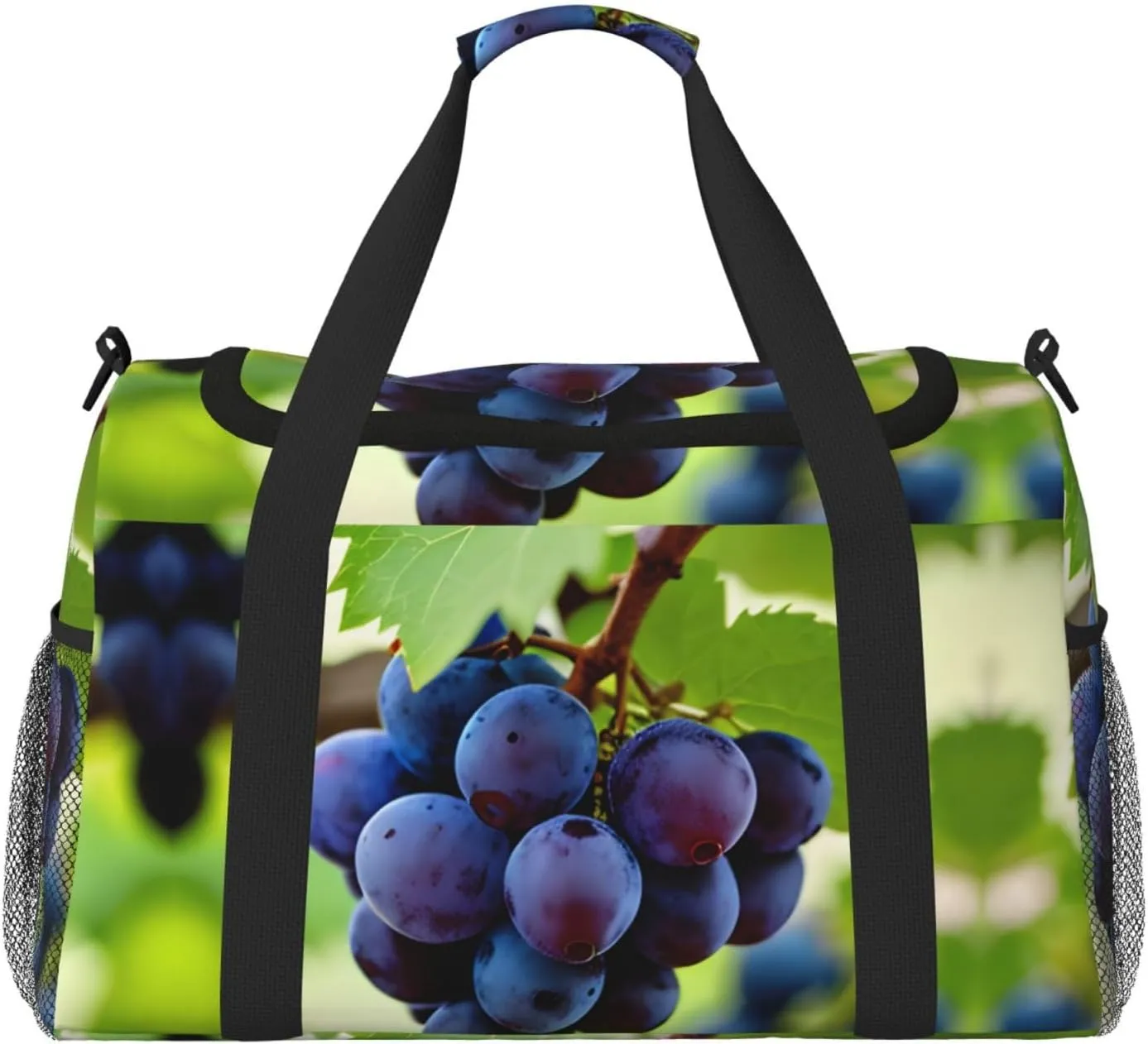 Grape print Large Canvas Travel Duffel Bag Weekender Bags for Women Overnight Bag Carry On Tote Bag